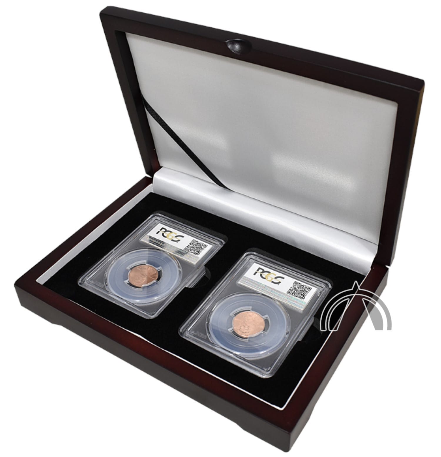 Wood Display Box For 2 Certified Coin Slabs From Pcgs Or Ngc, Mahogany Finish 1 Wood Display Box for 2 Certified Coin Slabs From PCGS or NGC, Mahogany Finish