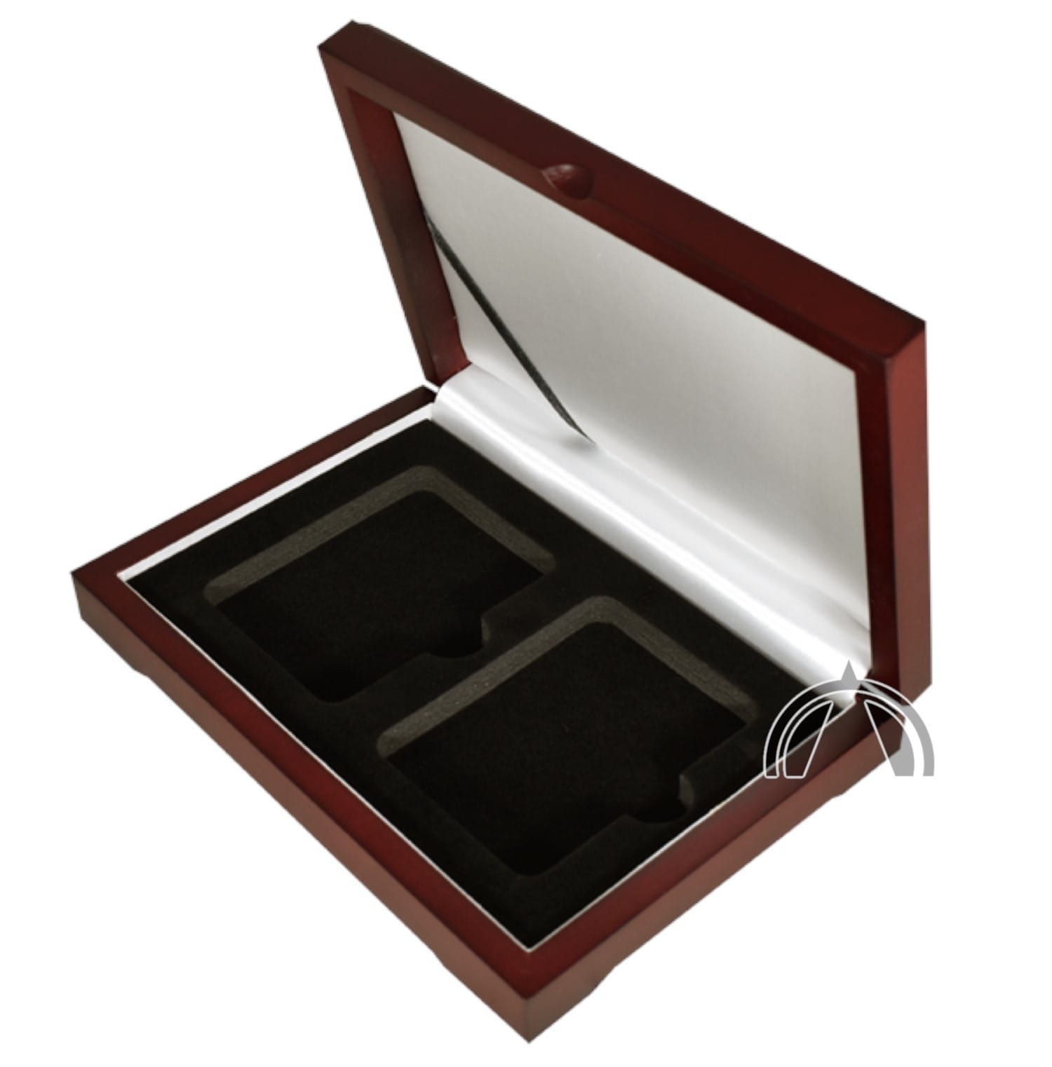 Wood Display Box For 2 Certified Coin Slabs From Pcgs Or Ngc, Mahogany Finish 2 Wood Display Box for 2 Certified Coin Slabs From PCGS or NGC, Mahogany Finish - Image 2