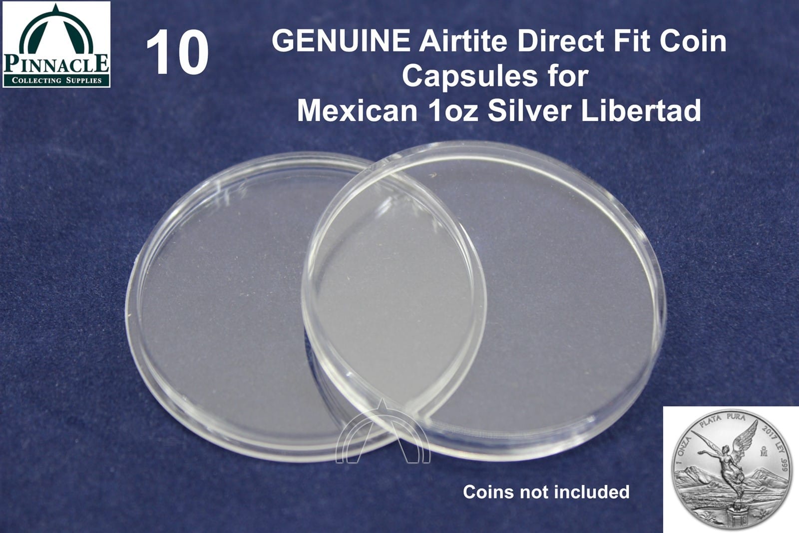 10 Genuine Airtite Coin Capsules For Mexico 1Oz Silver Libertad 1996 - Present 1 10 GENUINE Airtite Coin Capsules for Mexico 1oz Silver Libertad 1996 - Present