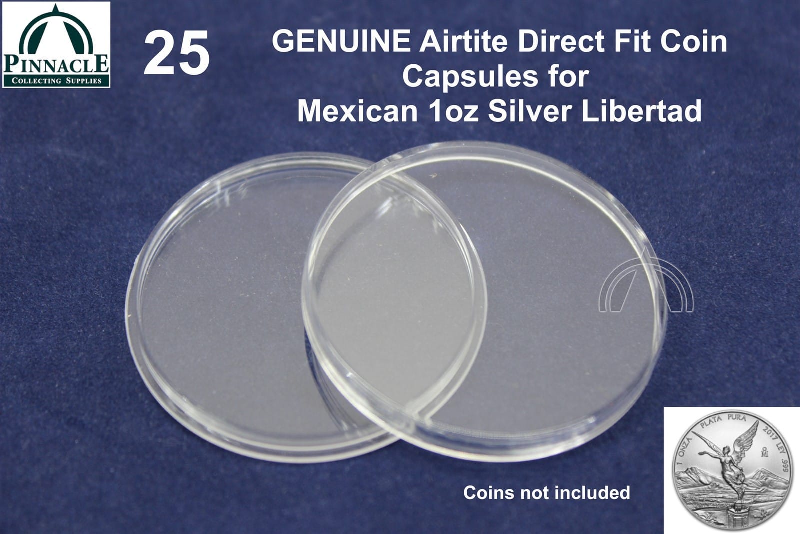 25 Genuine Airtite Coin Capsules For Mexico 1Oz Silver Libertad 1996 - Present 1 25 GENUINE Airtite Coin Capsules for Mexico 1oz Silver Libertad 1996 - Present