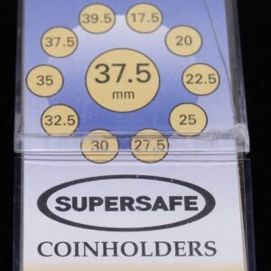 37.5mm - 50 SELF ADHESIVE 2x2 FLIP HOLDERS FOR COINS 37.5mm in DIAMETER