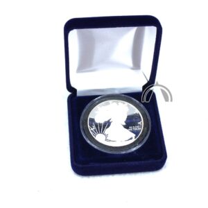 Blue Velvet Display Box & Airtite Coin Capsule for American Silver Eagle