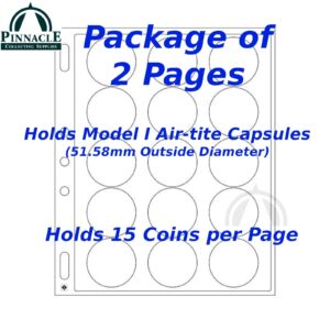 ENCAP 44/45 Pages For Coins In Air-tite Model I Capsules / American Silver Eagle