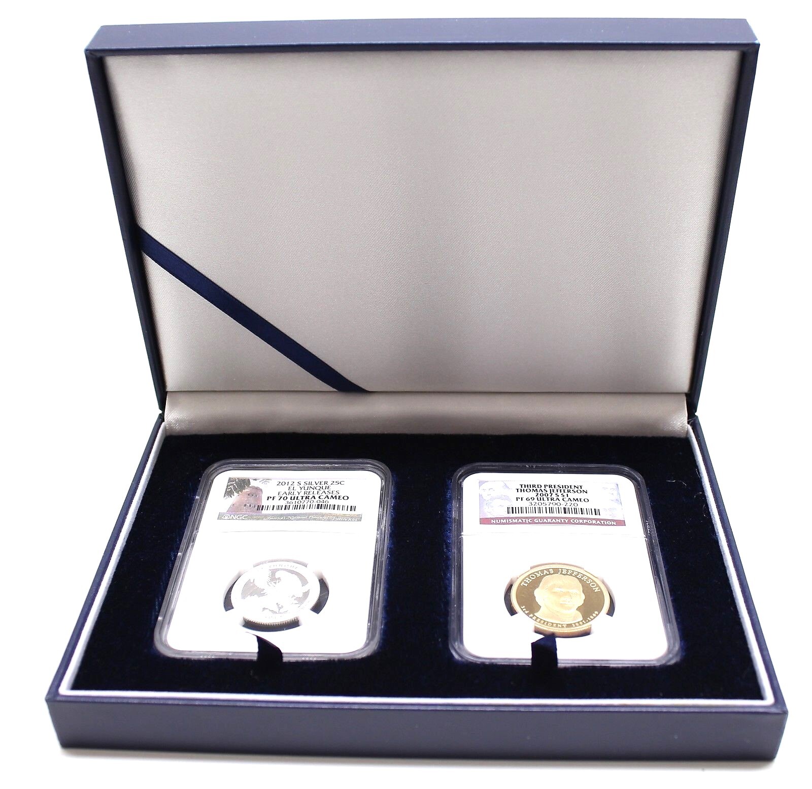 Blue Leatherette Display Box For 2 Certified Coin Slabs From Pcgs And/Or Ngc 2 Blue Leatherette Display Box for 2 Certified Coin Slabs from PCGS and/or NGC - Image 2