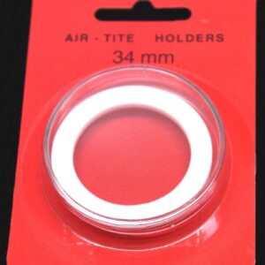 34mm Airtite Coin Capsule Holder w White Ring ½oz SILVER MAPLE LEAF & 1/2oz Wolf