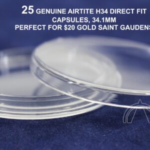 25 - 34mm Direct Fit Genuine Airtite Coin Capsules for $20 Gold Saint Gaudens