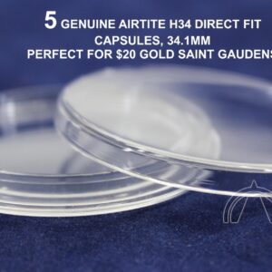 5 - 34mm Direct Fit GENUINE Airtite Coin Capsules for $20 Gold Saint Gaudens