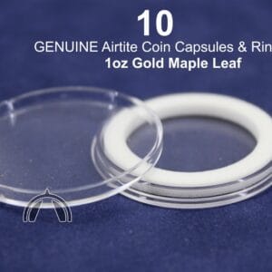 10 GENUINE Airtite Coin Capsules w 30mm White Rings for 1oz Gold Maple Leaf Coin