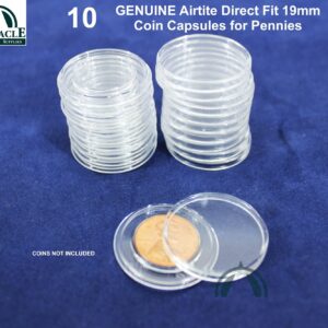 10 Airtite Holder Coin Capsules Direct Fit for US Penny and other 19mm Coins