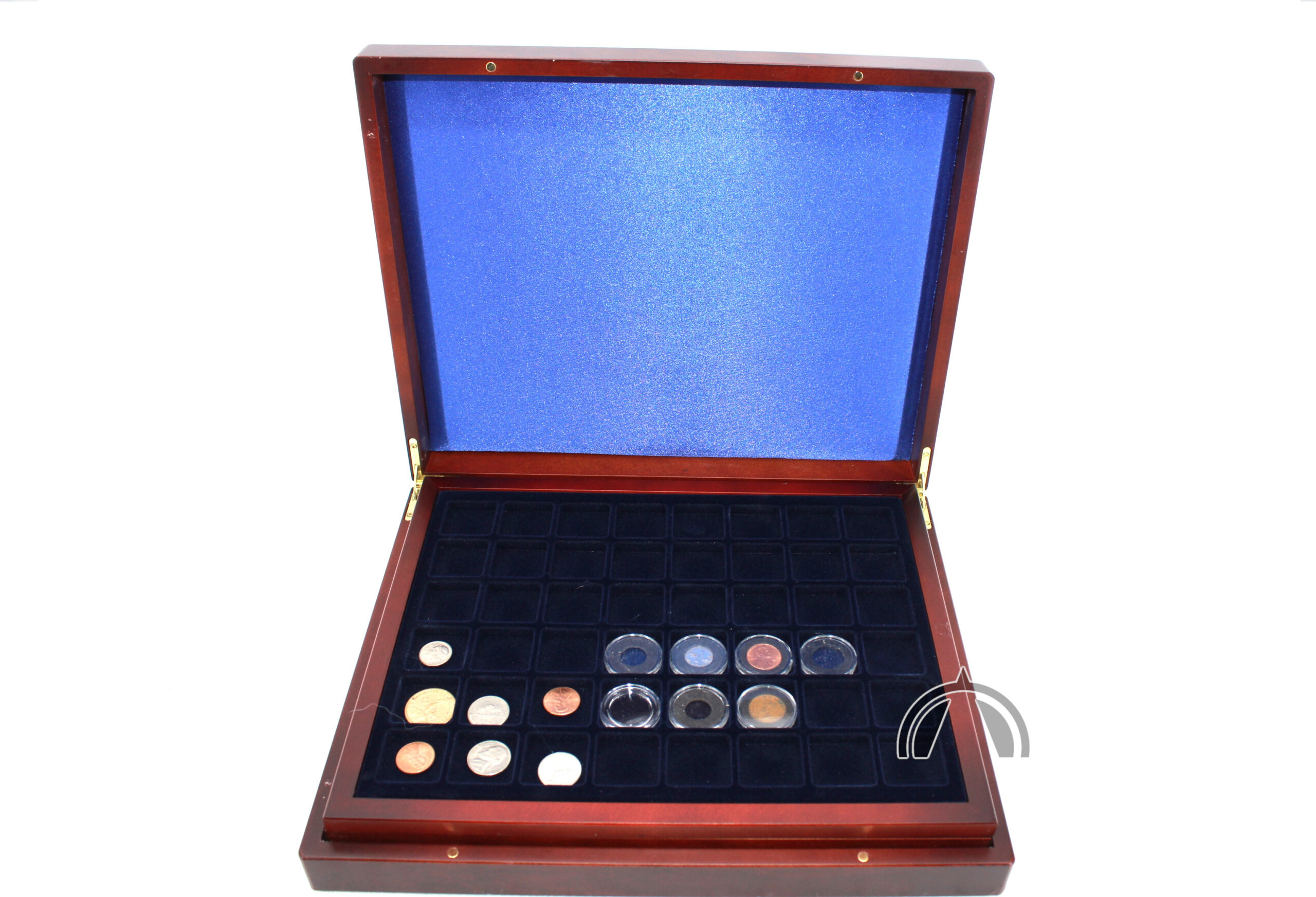 Wood Display Case W/3 Trays To Display Up To 144 Coins In 30X30Mm Compartments 3 coin display case