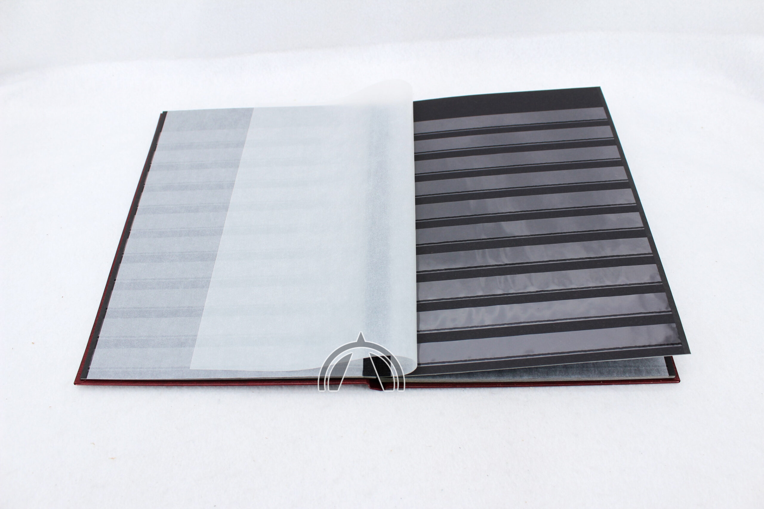 16 Page Burgundy Hardcover Supersafe Stockbook W Black Pages &Amp; Glassine Inter 3 double glassine interleaves