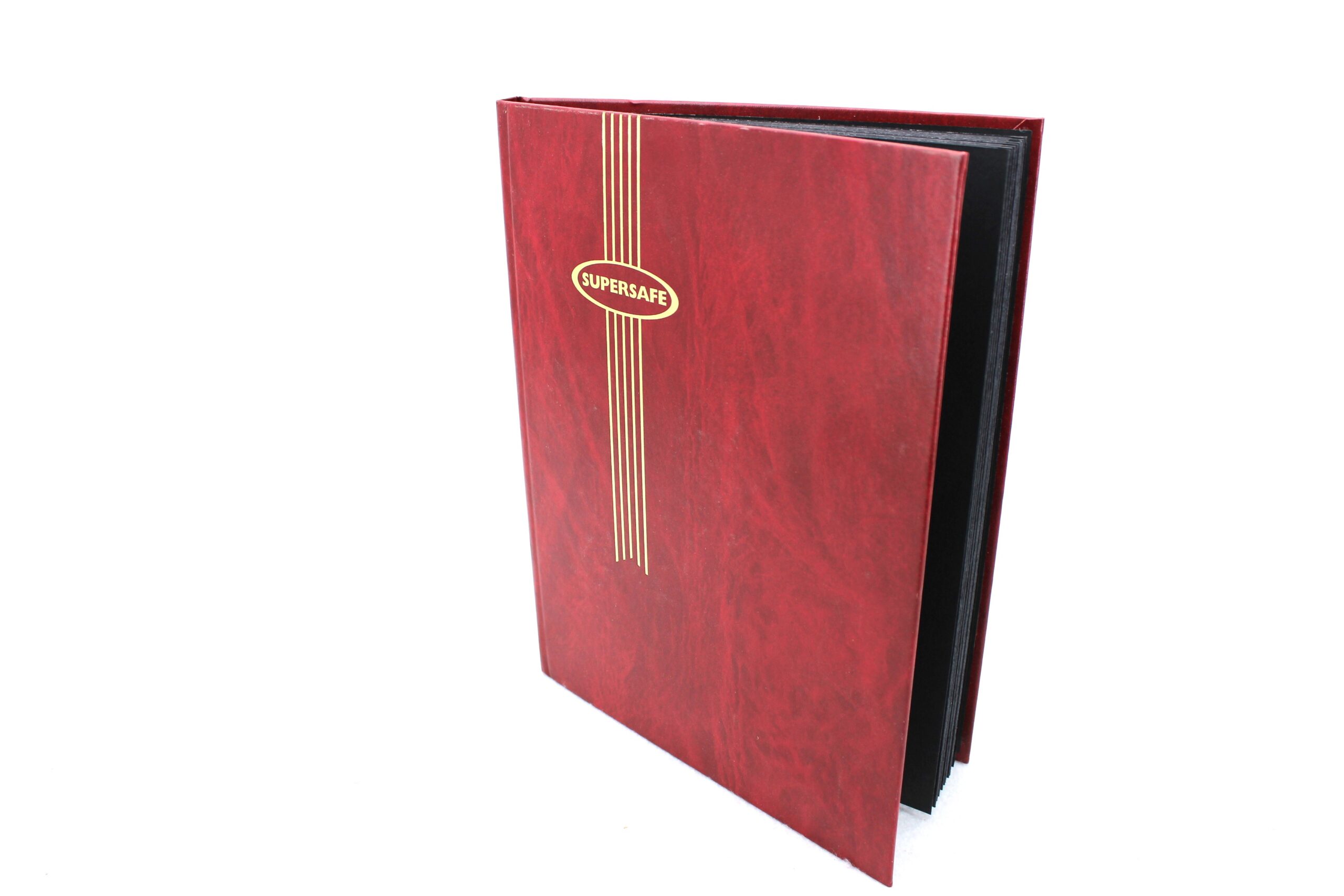 16 Page Red Hardcover Supersafe Stockbook W Black Pages &Amp; Clear Inter 3 stockbook - red by supersafe