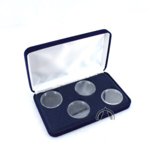 Blue Velvet Box for 4 Morgan Peace Ike Dollars in Model H Coin Capsules